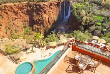 Restaurant terrace facing Ouzoud Falls